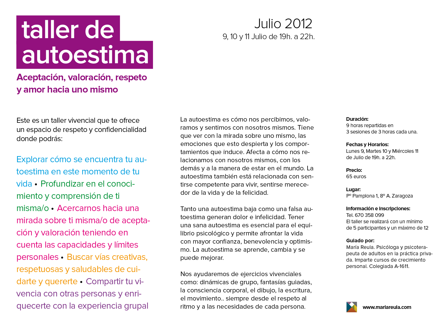 Taller de Autoestima Julio 2012